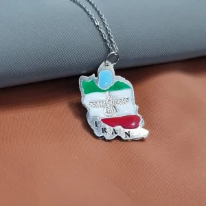 گردنبند مدل ایران و فروهر نقره ای